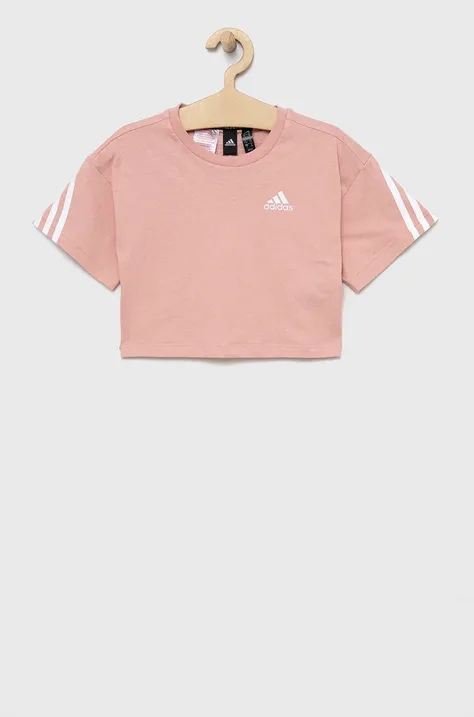 Παιδικό βαμβακερό μπλουζάκι adidas Performance χρώμα: ροζ