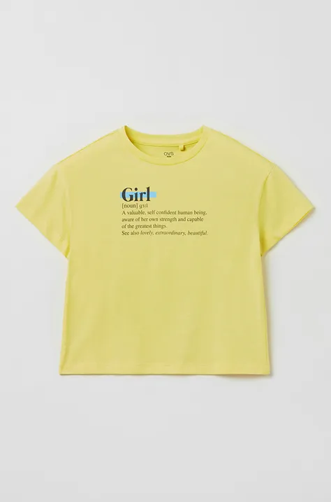 Παιδικό βαμβακερό μπλουζάκι OVS χρώμα: κίτρινο
