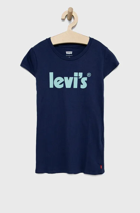 Детская хлопковая футболка Levi's цвет синий
