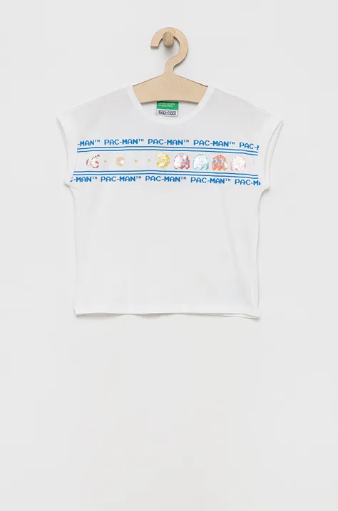 United Colors of Benetton tricou de bumbac pentru copii culoarea alb