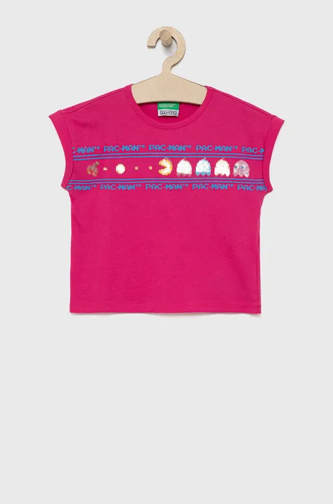 Дитяча бавовняна футболка United Colors of Benetton колір рожевий