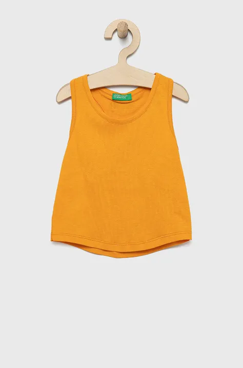 Детский хлопковый топ United Colors of Benetton цвет оранжевый