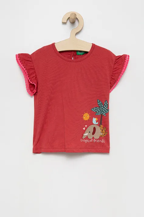 Παιδικό βαμβακερό μπλουζάκι United Colors of Benetton χρώμα: κόκκινο