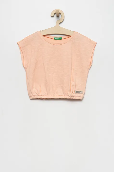 Detské bavlnené tričko United Colors of Benetton ružová farba,