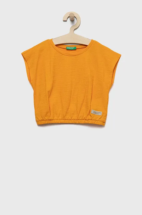 Dječja pamučna majica kratkih rukava United Colors of Benetton boja: narančasta