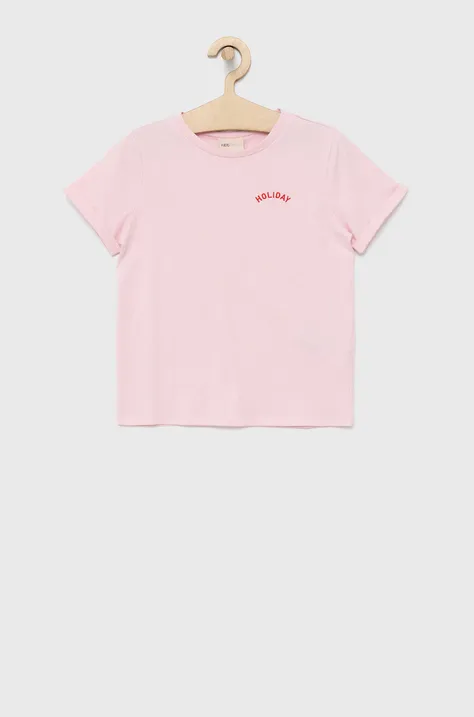 Παιδικό βαμβακερό μπλουζάκι Kids Only χρώμα: ροζ