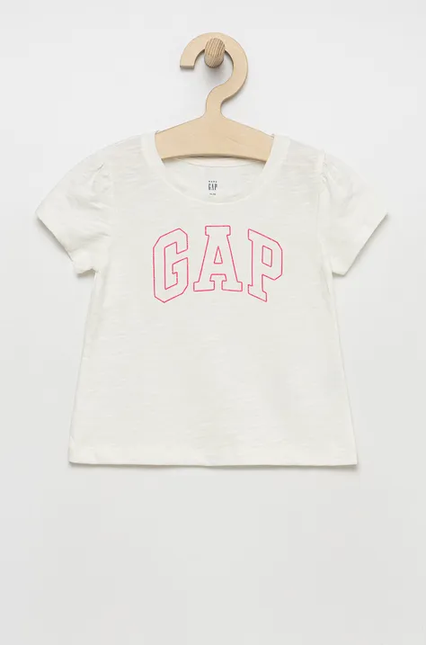Otroški bombažen t-shirt GAP bela barva