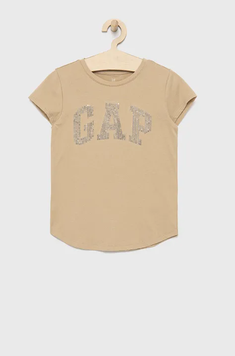 Dječja pamučna majica kratkih rukava GAP boja: smeđa