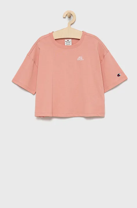 Champion t-shirt bawełniany dziecięcy 404337 kolor różowy