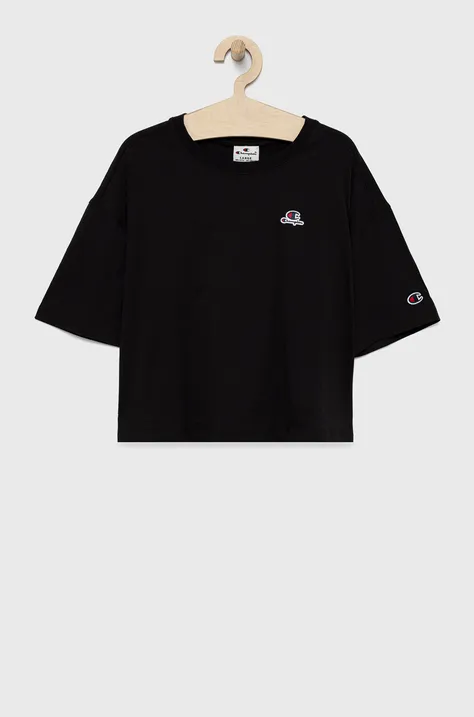 Champion t-shirt bawełniany dziecięcy 404337 kolor czarny