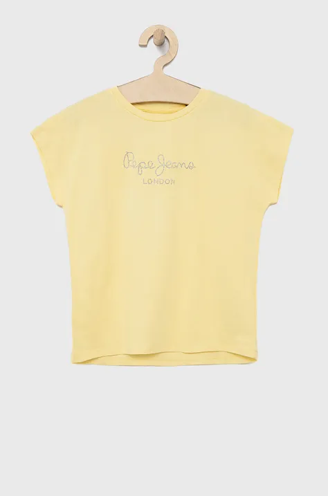 Pepe Jeans t-shirt bawełniany dziecięcy kolor żółty