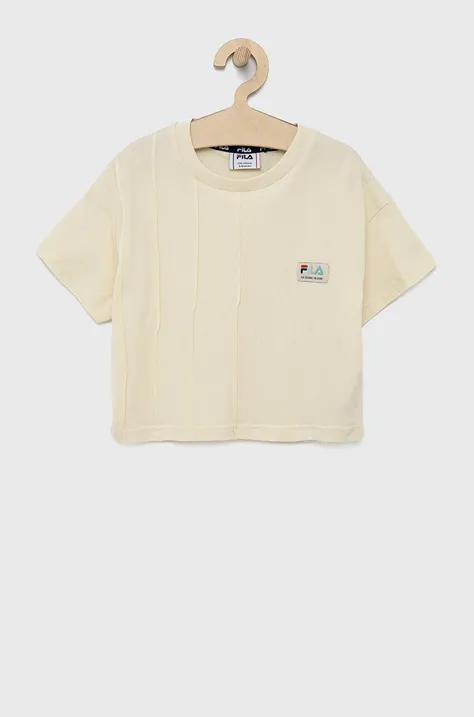 Dětské bavlněné tričko Fila béžová barva