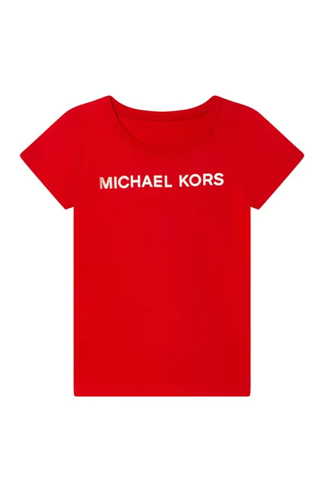 Otroška bombažna kratka majica Michael Kors rdeča barva