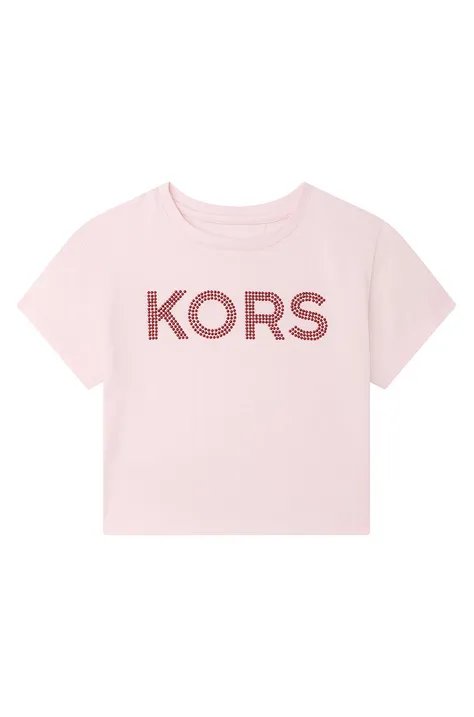 Детская хлопковая футболка Michael Kors цвет розовый