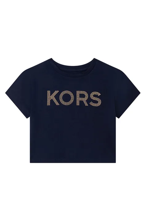 Detské bavlnené tričko Michael Kors tmavomodrá farba,