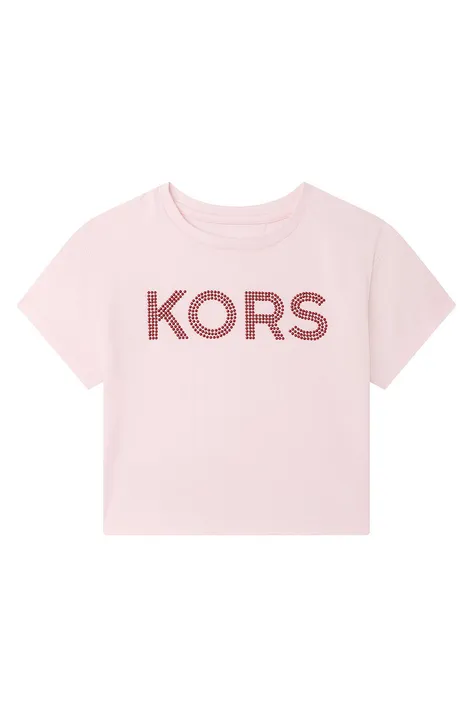 Dječja pamučna majica kratkih rukava Michael Kors boja: ružičasta