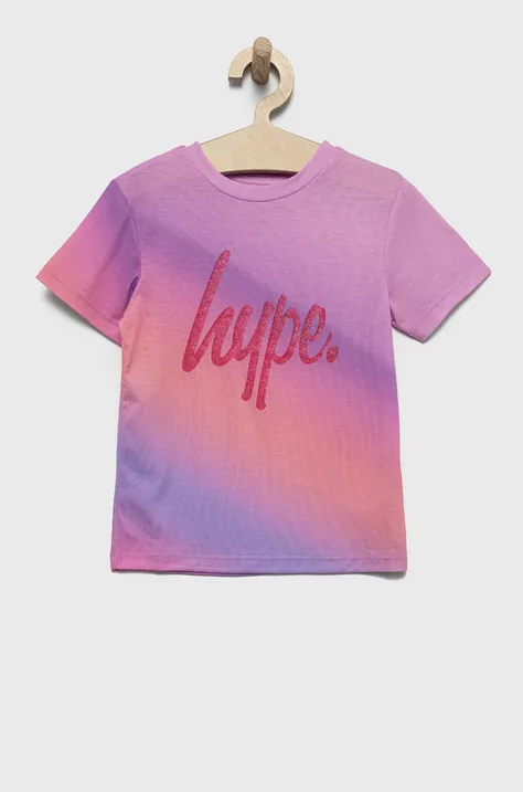 Παιδικό βαμβακερό μπλουζάκι Hype χρώμα: ροζ