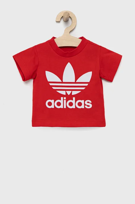 Παιδικό βαμβακερό μπλουζάκι adidas Originals χρώμα: κόκκινο
