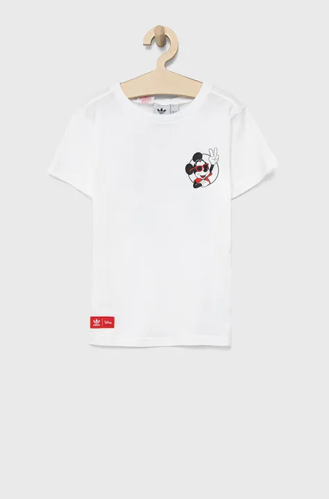 Detské bavlnené tričko adidas Originals Disney HF7576 biela farba, s potlačou