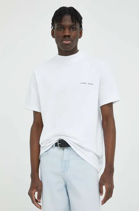 Samsoe Samsoe t-shirt bawełniany kolor biały gładki