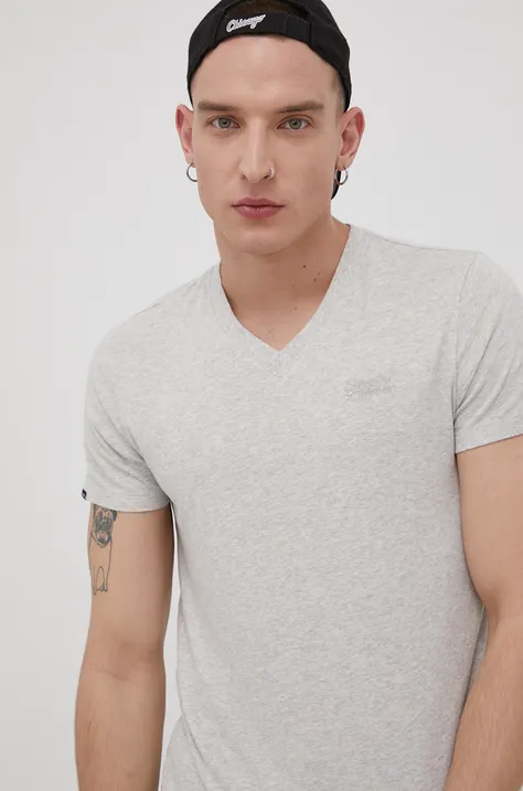 Superdry T-shirt bawełniany kolor szary melanżowy