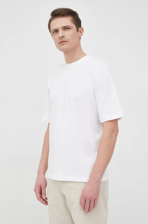 Бавовняна футболка Resteröds колір білий однотонний