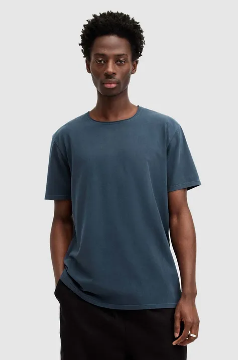 Tričko s dlhým rukávom AllSaints BODEGA SS CREW pánske, šedá farba, jednofarebné
