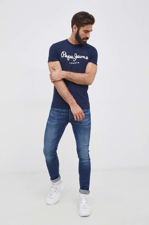 Футболка Pepe Jeans Original Stretch — SS22-TSM141, темно-синій — фото 2