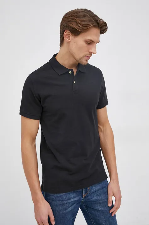 Βαμβακερό μπλουζάκι πόλο Pepe Jeans VINCENT N χρώμα: μαύρο