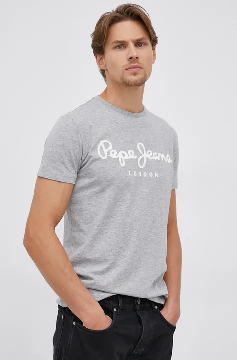 Футболка Pepe Jeans Original Stretch цвет серый с принтом
