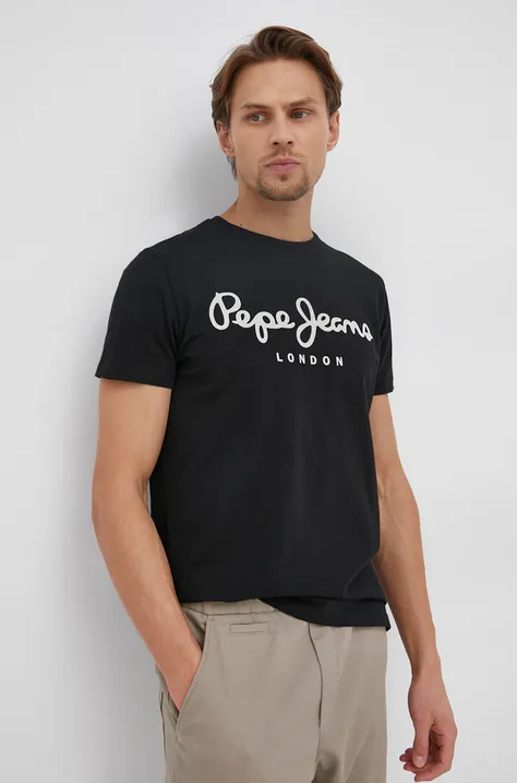 Μπλουζάκι Pepe Jeans ORIGINAL STRETCH N ανδρικό, χρώμα: μαύρο