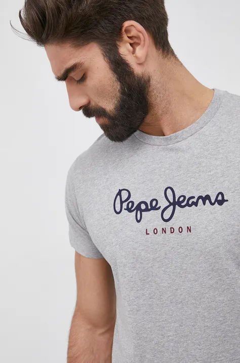 Βαμβακερό μπλουζάκι Pepe Jeans EGGO N χρώμα: γκρι