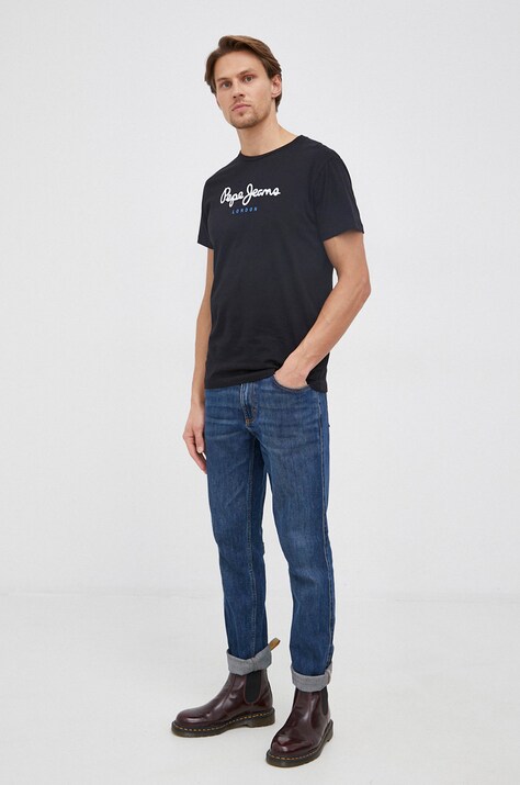 Бавовняна футболка Pepe Jeans Eggo N — SS22-TSM14J, чорний — фото 2