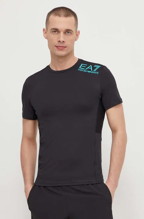 Majica kratkih rukava EA7 Emporio Armani Training za muškarce, boja: crna, s tiskom