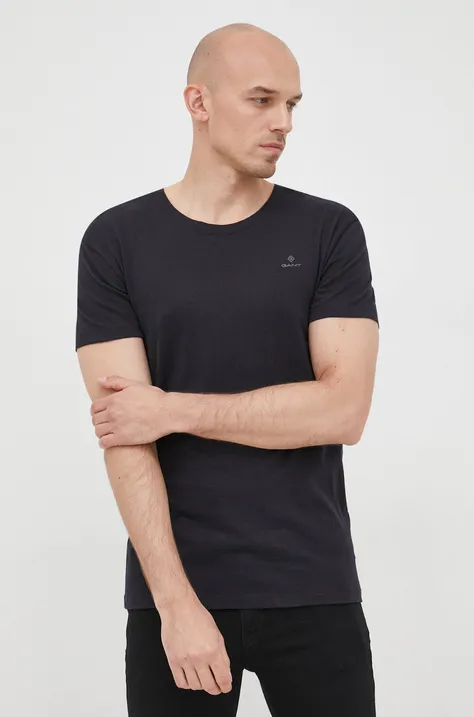 Gant t-shirt bawełniany (2-pack) 901002108 kolor czarny gładki