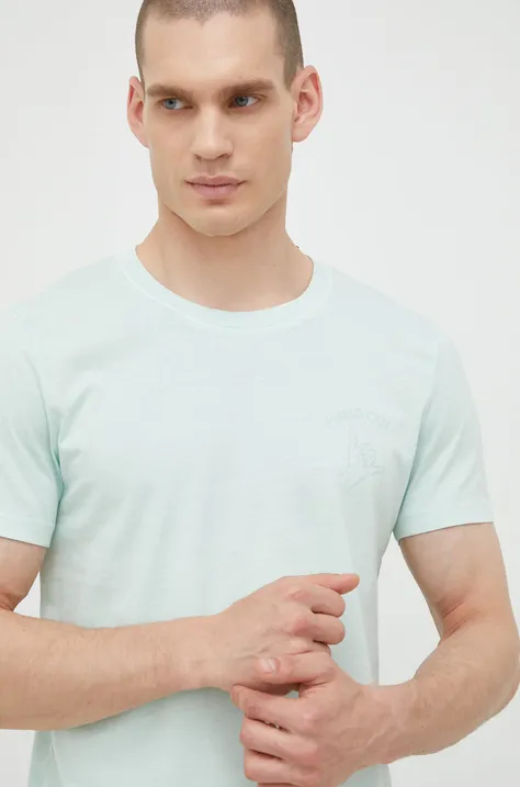 Tom Tailor t-shirt bawełniany kolor turkusowy z nadrukiem