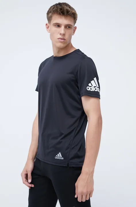 Μπλουζάκι για τρέξιμο adidas Performance Run It χρώμα: μαύρο