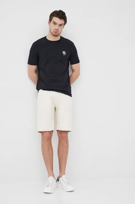 Karl Lagerfeld t-shirt sötétkék, férfi, nyomott mintás