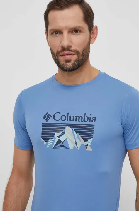 Спортивна футболка Columbia zero rules колір чорний з принтом