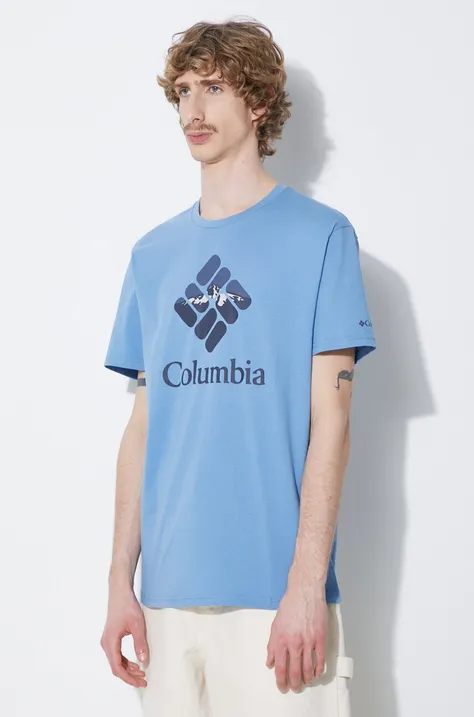 Columbia t-shirt bawełniany Rapid Ridge kolor niebieski z nadrukiem 1888813