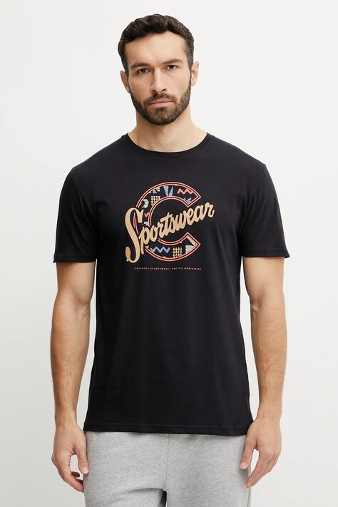 Columbia cotton t-shirt men’s black color with a print