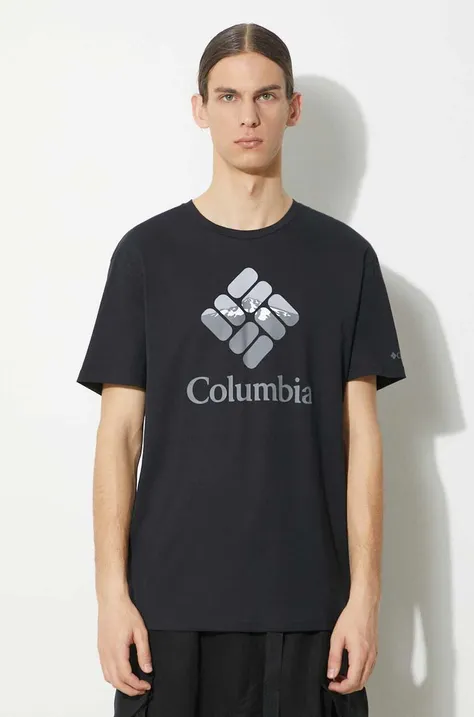 Columbia tricou din bumbac Rapid Ridge culoarea negru, cu imprimeu 1888813