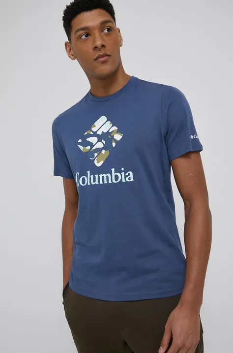 Columbia cotton t-shirt navy blue color