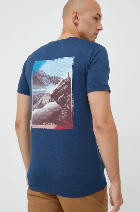 Αθλητικό μπλουζάκι Columbia χρώμα: ναυτικό μπλε