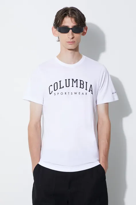Columbia t-shirt bawełniany kolor biały z nadrukiem 1991031-011