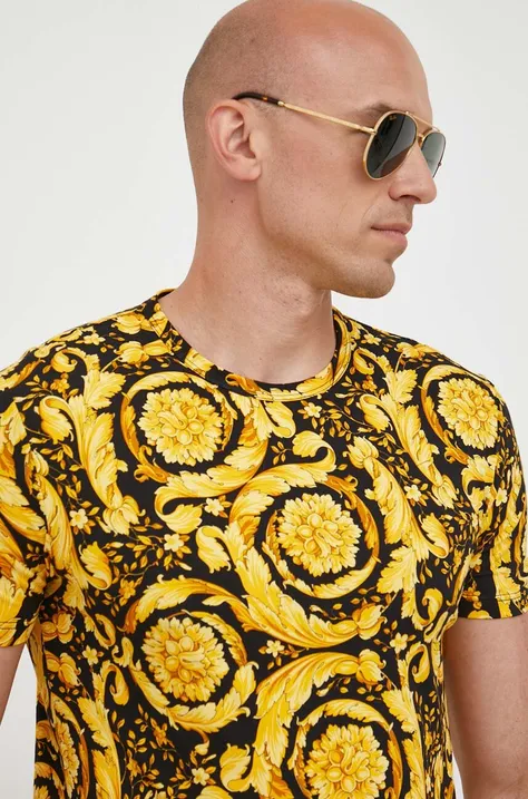 Versace t-shirt męski kolor czarny wzorzysty 1000959 1A00515