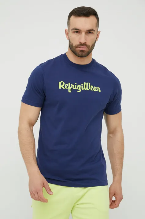 RefrigiWear t-shirt bawełniany kolor granatowy z nadrukiem