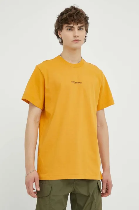 Bavlnené tričko G-Star Raw žltá farba, s potlačou