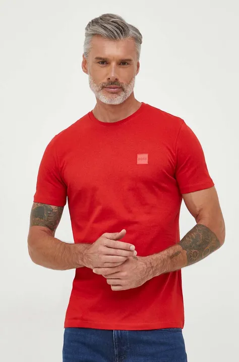 Boss Orange t-shirt bawełniany kolor czerwony gładki 50472584