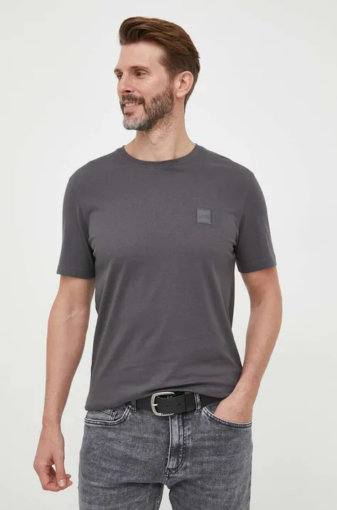 Βαμβακερό μπλουζάκι BOSS BOSS CASUAL χρώμα: μαύρο